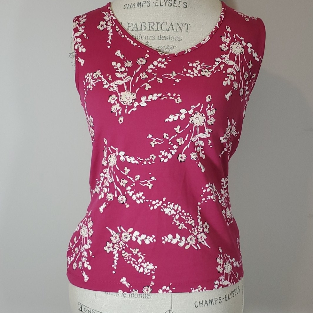 Croft Barrow Size Small Tank Floral Pink.  Size sm